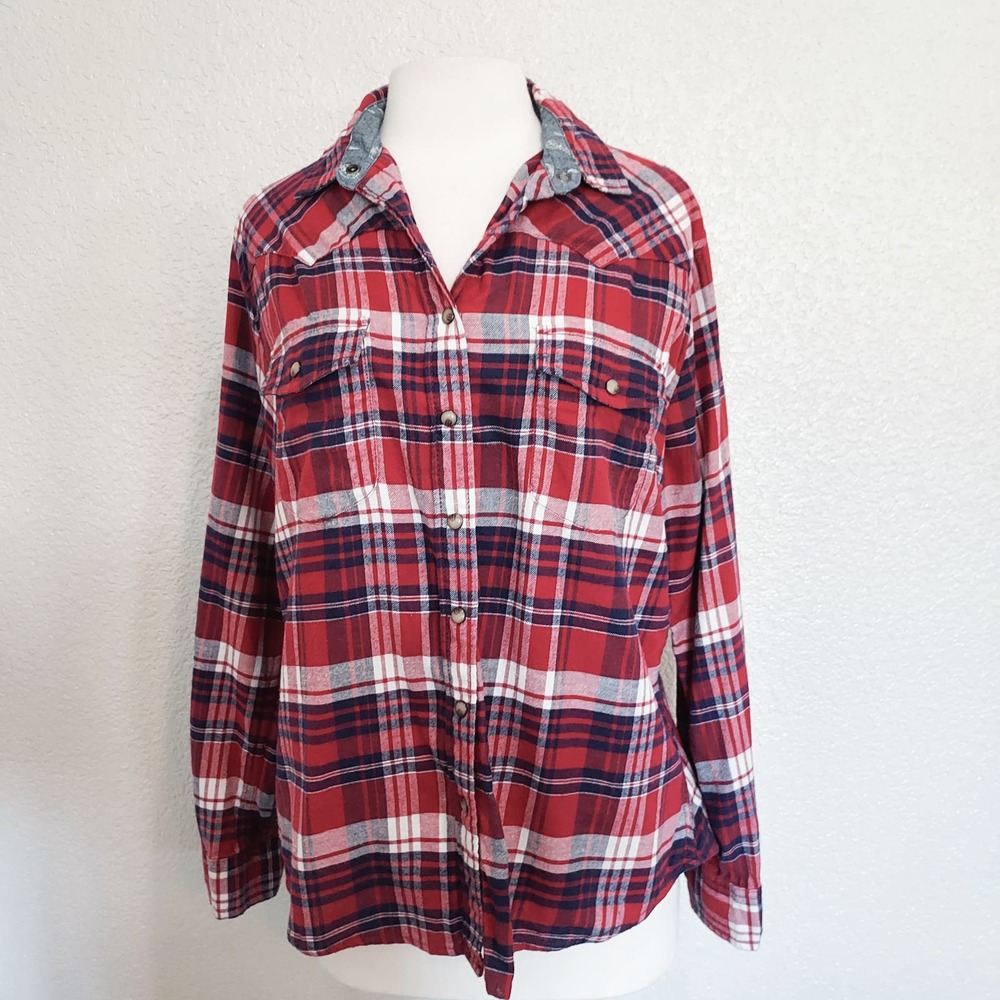 Jachs Girlfriend Red Plaid Button Down Size Large